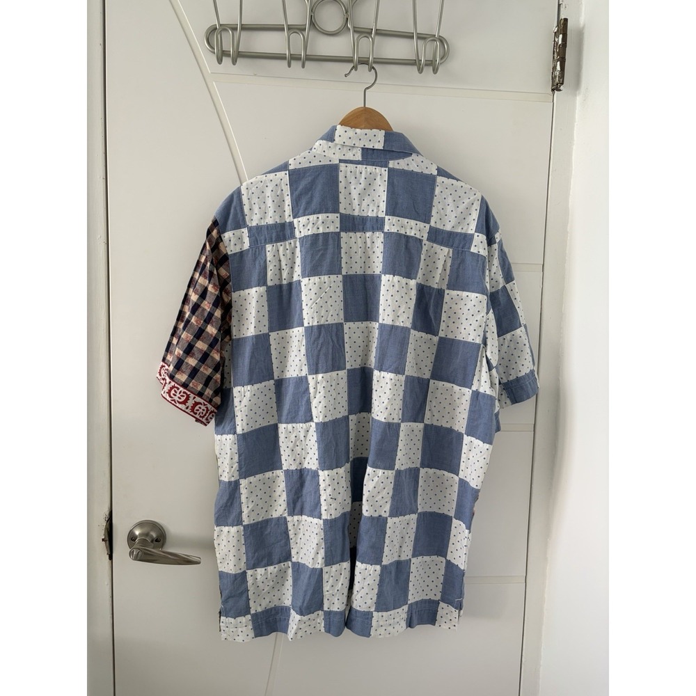 Urban Outfitters Urban Renewal Patchwork Multicolor Button Down Shirt XL - Picture 2 of 12